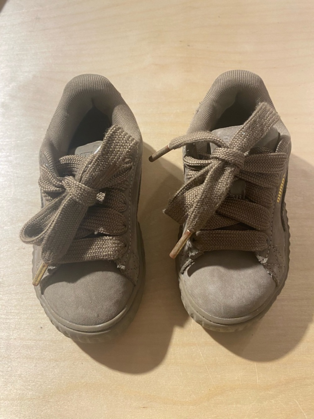 Puma Fenty Kids Suede Lace-Up Sneakers in Taupe 11C (Box 1)
